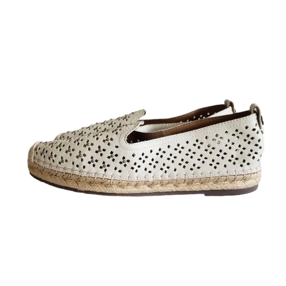 Patricia Nash Women's Elena Espadrille Flats White Leather Size 10M NEW